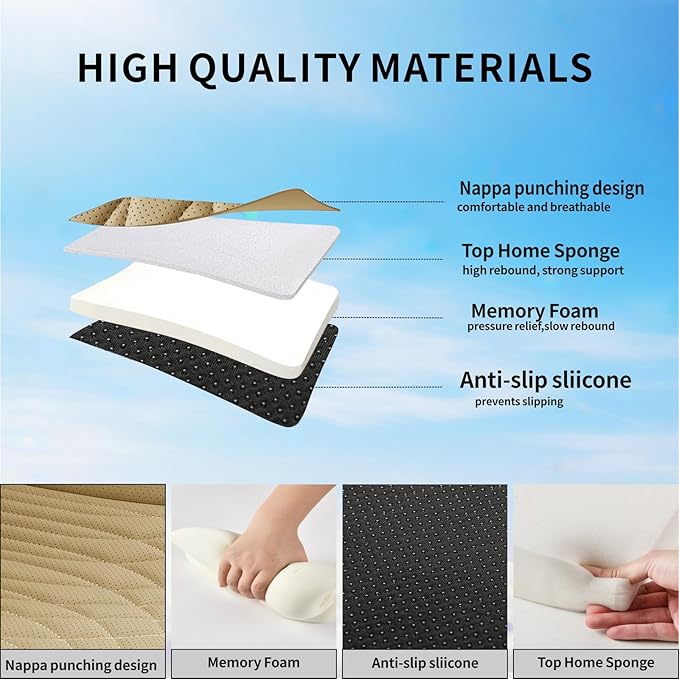 KAYI Car Seat Cover, Memory Foam Car Seat Cushion, Non-Slip Bottom Breathable Car Seat Cover, Relieve Tailbone Pain, Car Seat Protector, Suitable for 95% of Vehicles (Beige, 1 Pack)