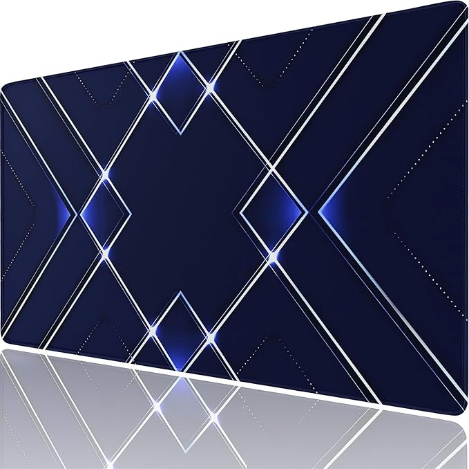 Gaming Mouse Pad, Water Resist Fabric XXL Large Extended Mousepad with Non-Slip Rubber Base, Stitched Edge, Computer Keyboard Mat for Gamer, Office, Home, 31.5" x 15.7", Blue White