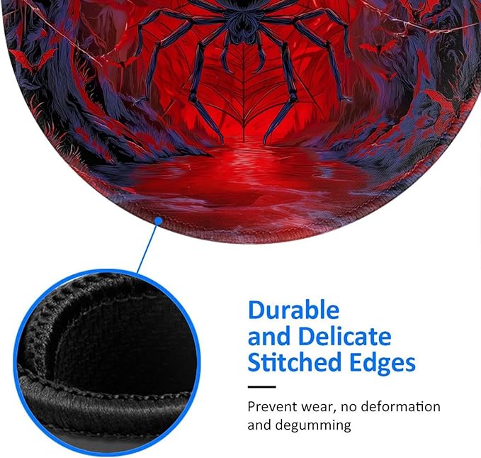 Halloween Round Mouse Pad Premium Textured Mouse Mat Washable Mousepads with Extended Stitched Edges Non Slip Rubber Base Small Mousepad 7.9 X 7.9 X 0.12 Inches
