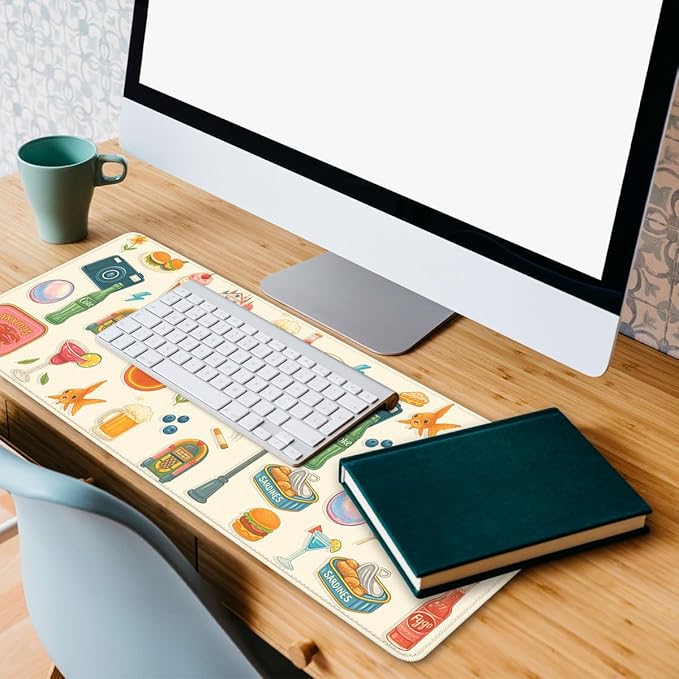 Retro Art Desk Pad Mouse Pad Funny Life Female Cute Disco Ball Extended Gaming Mouse Pad Mat with Stitched Edge Non-Slip Base Big Mousepad 31.5"x11.8"