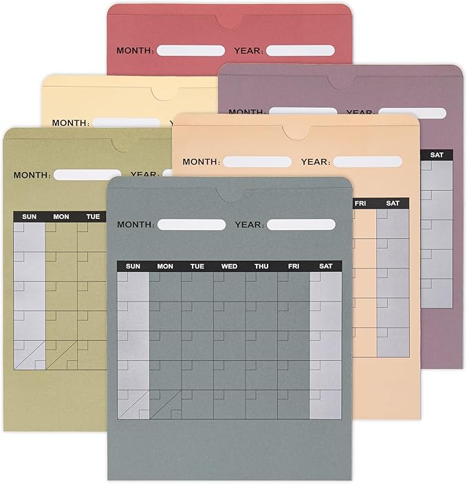 Y YOMA 18 Pack File Folder Jackets Letter Size Paper Pocket File Folder with Reinforced Straight-Cut Tab Pre-Printed Job Folders No Expansion Organizer, Morandi Colors, Vertical Calendar Design