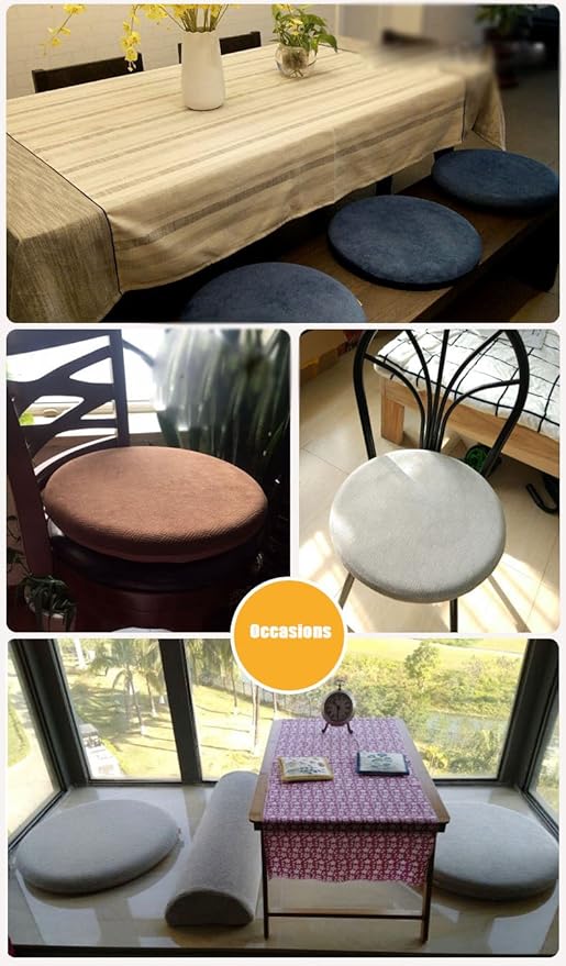 Sigmat Memory Foam Seat Cushion Anti-Slip Soft Round Stool Cushion Chair Pad 20 Inch Navy Blue