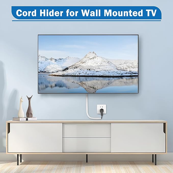 UOMTFAI Wall Cord Hider 196 Inch - Self-Adhesive Wire Cover Raceway for Walls, Flexible PVC Cable Concealer for Home and Office, W0.59 H0.39in - White