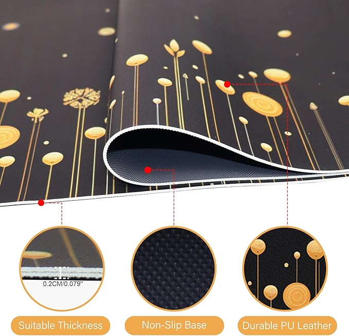 Large Desk Pad, PU Leather Computer Laptop Desk Mat, Waterproof Keyboard Desk Mat, Desk Blotter Pad, Non-Slip Laptop Desk Pad for Office/Home/Decor (Cat, 35.4" x 15.7")