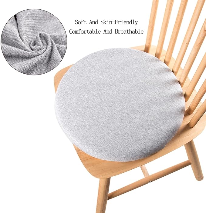 Chair Cushion Chair Pad, Round Seat Cushion Non-Slip Floor Office Car Bedroom Living Room Kitchen Dining Room Window Soft Comfortable Detachable Durable Zipper Design Memory Foam (Gray)