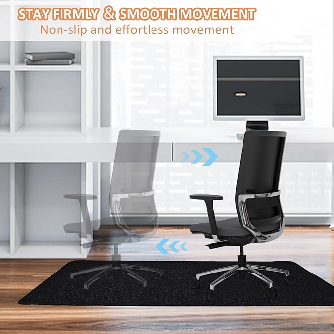 Office Chair Mat for Hardwood Floor, 55" x 35" Anti-Slip Mats for Rolling Chair, Large Computer Gaming Chair Mat, Tile Floors Protector for Office Home Gym, Slate Black