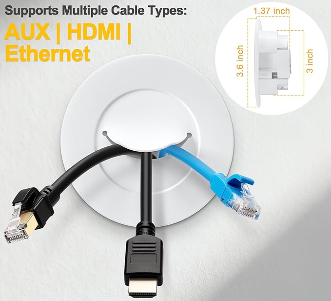 ZhiYo TV Cord Hider for Wall Mounted TV, in Wall Cable Management Kit for TV, Black Behind Wall Cable Management Kit, Cord Concealer Kits with 4 Wire Pass Throughs and 1 Hole Saw Drill Attachmen