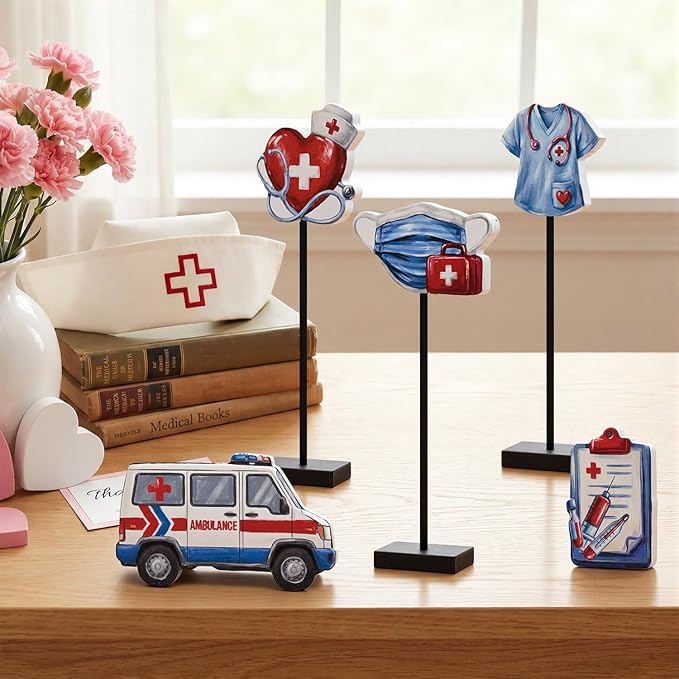 Smile Nurse Appreciation Wooden Tabletop Block Sign Indoor Decor for Nurse Month & Nurses Week