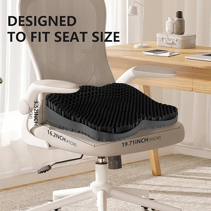 Enlarged Gel Seat Cushion 19in Super Large Thick, Gel Cushion Seat for Pressure Relief for Long Siiting, Coccyx Sciatica Pain Relief, Egg Cushion Chair Pads for Wheelchair Car Office Chair