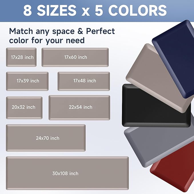 StepRite 4/5 Inch Thick Kitchen Mat Anti Fatigue Mat Kitchen Rugs Kitchen Decor Non-Slip, Stain & Water Resistant, Kitchen Mats Desk Mat for Kitchen, Office, Workshop, Khaki, 17'' x 39''