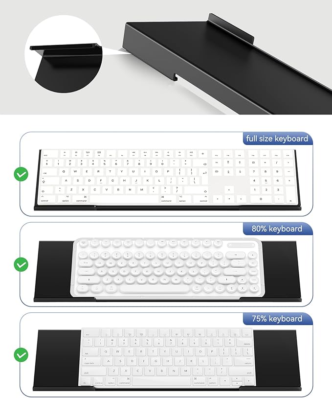 Laborio Acrylic Computer Keyboard Stand for Desktop (Black), Ergonomic Keyboard Tilted Elevated Rack Key Board Tray Holder Riser Stand for Office Home Desk Work Supplies