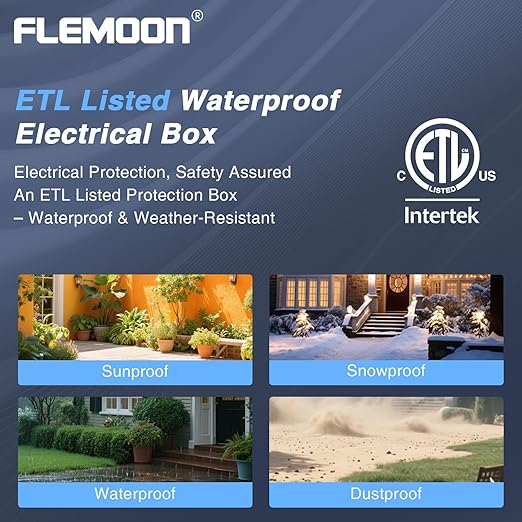 Flemoon [2 Pack] Outdoor Electrical Box Waterproof, Medium Weatherproof Electrical Box (11.5x5.2x4 inch) w/6 Cable Entry Ports, Extension Cord Cover for Power Strip, Timer, Holiday Light, Yellow