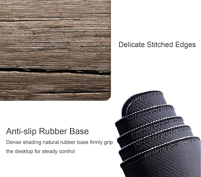 Old Wood Desk Mat Mouse Pad XL Extended Large Gaming Desk Pad Mousepad, Wood Computer Laptop Keyboard and Mouse Mat, Desktop Protector Mat for Women Men Office 31.5x11.8 in