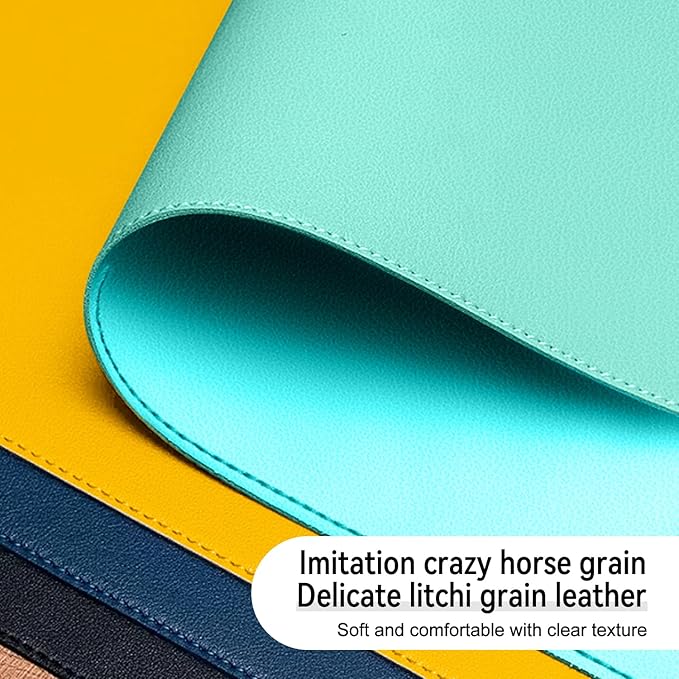Dual Sided Leather Desk Mat - Waterproof Desk Pad - Ideal for Large Mouse Pad and Desk Mats on Top of Desks (Green, 11"*8")