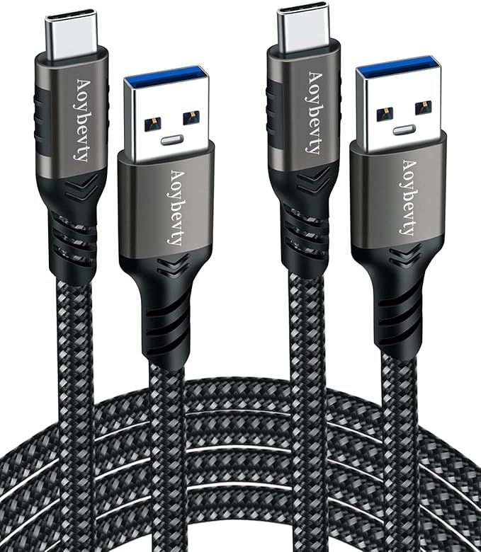 USB A to USB C Cable [2 Pack 6.6ft], USB 3.1/3.2 Data Transfer and 60W 3A Fast Charging Cable, for Android Auto Samsung Galaxy S23 S22 S21 S20 Ultra and Other Type C Phone Laptop PC Devices