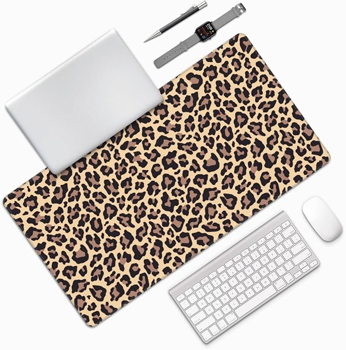 Leopard Print Animal Cheetah Large Mouse Pad & Desk Mat Extended Mousepad Non-Slip Rubber Base Laptop Computer Keyboard Pad for Gaming, Office & Home Decor, XXL - 29.5" X 15.8"