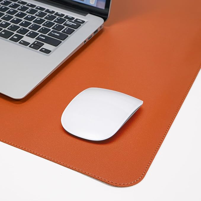 AFIING Cork Desk Mat 47" x 17", Dual-Sided Natural Cork & PU Leather Desk Pad, Non-Slip Waterproof Large Mouse Pad for Office, Home & Gaming (Orange)