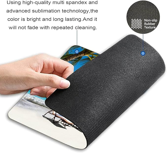 Beds and Umbrella on a Tropical Beach Mouse Pad Non-Slip Rubber Base Gaming MousePads for Computers Laptop Office, 9.5"x7.9"x0.12" Inch(240mm x 200mm x 3mm)