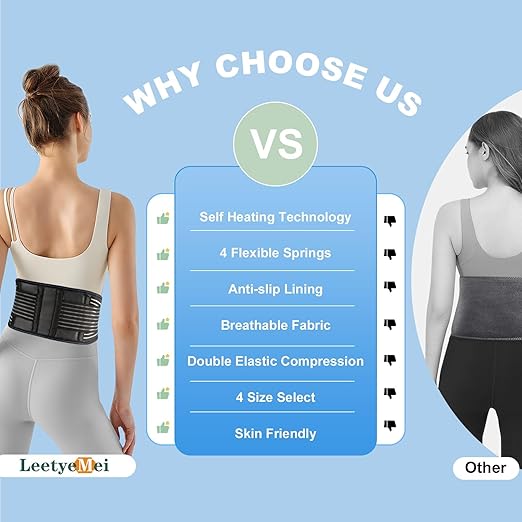 Back Brace for Lower Back Pain Relief, Lumbar Support Belt for Work for Men&Women with Magnet, 4 Reinforced Stays, Self Heating Adjustable Back Support for Sciatica,Herniated Disc,Scoliosis (Small)