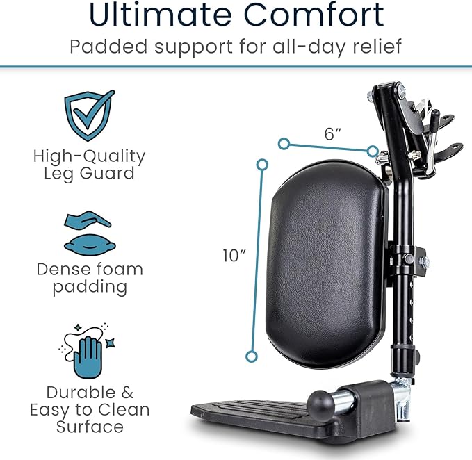 Vive Elevating Wheelchair Footrests with Padded Calf Pads (2 Pack) - Ultimate Leg Rest Accessory Replacement Parts for Wheelchairs - Foot Plates for Enhanced Comfort, Mobility, and Support