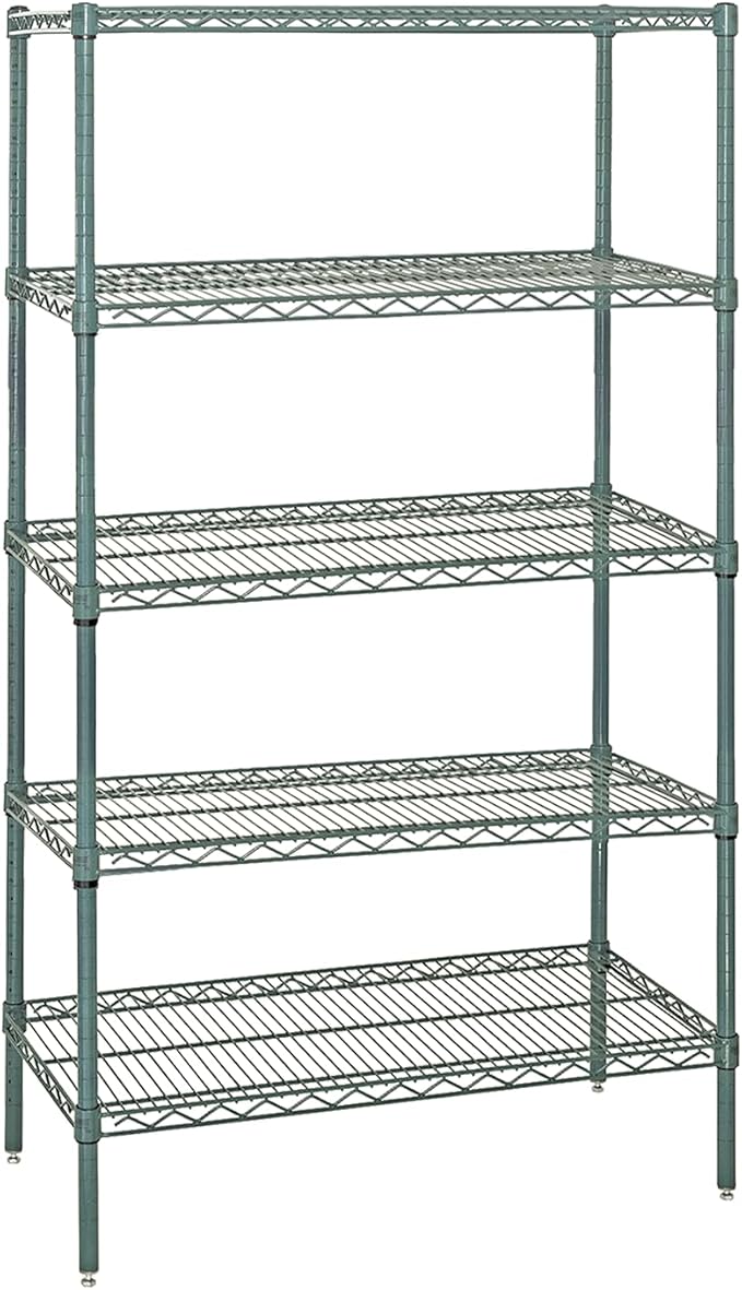 Quantum Storage Systems WR63-1448P-5 Starter Kit Wire Shelves Green Epoxy 5 Shelves 63" H x 48" W x 14" D