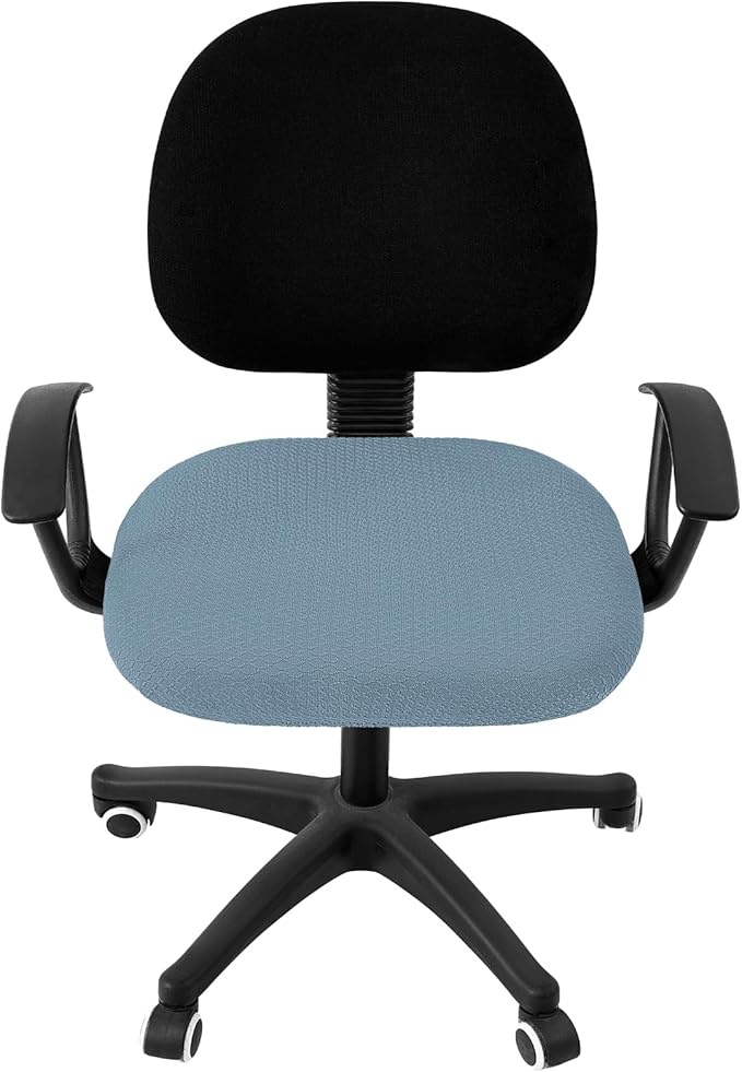 Smiry Stretch Jacquard Office Computer Chair Seat Covers, Removable Washable Anti-dust Desk Chair Seat Cushion Protectors - Airy Blue