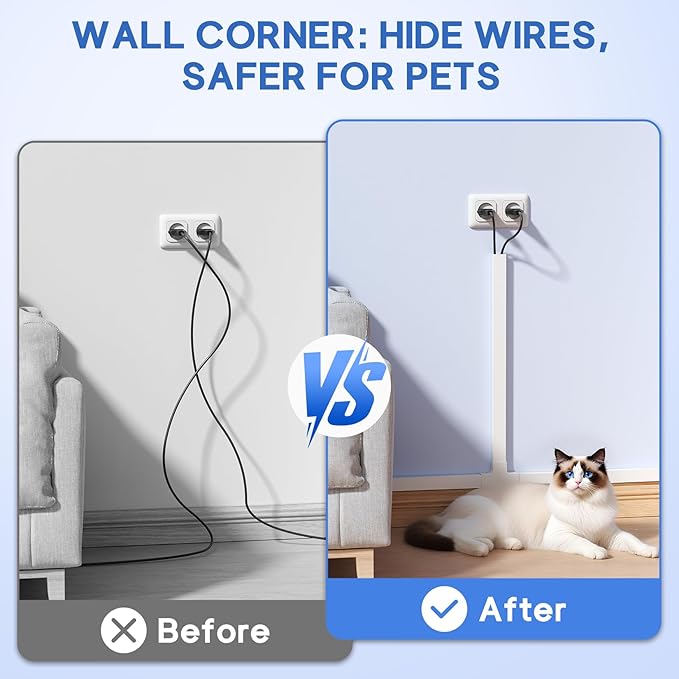 315in Cord Hider Kit, Paintable Cable Raceway, Cord Covers for Wall Mount TV, TV Cable Hider Wall Kit, Wire Management, W 0.96in x H 0.57in, White