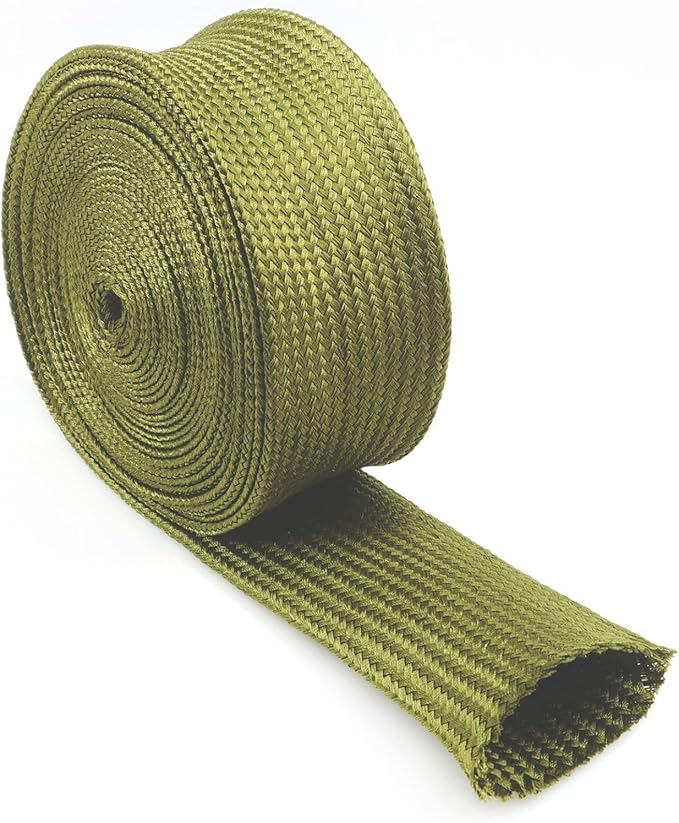 1" Nylon Braided Cable Sleeve Hydraulic Hose Protector, Tig Torch Protective Hose Sleeve Hydraulic Wrap Sleeve Management Wrap for Cord Tig Welding Audio Video Cable Management (Green, 10FT)