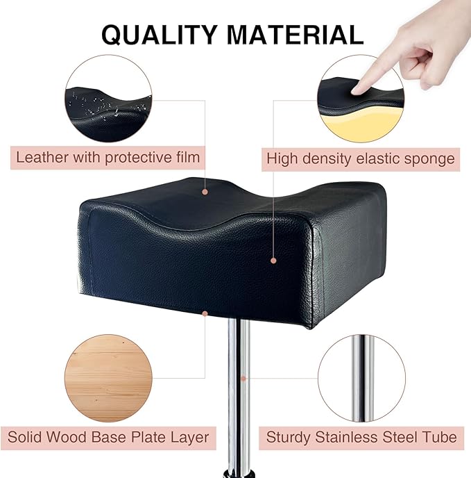 Pedicure Foot Rest,Height Adjustable Pedicure Chair,Non-Slip Pedicure Stool for Massage Office or Home,Black