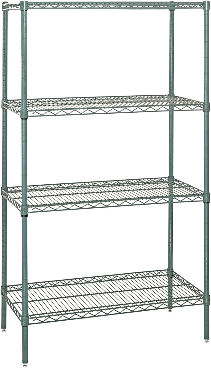 Quantum Storage Systems WR74-2472P Starter Kit Wire Shelves Green Epoxy 4 Shelves 74" H x 72" W x 24" D