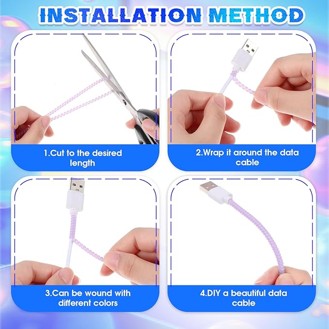 Frienda 10 Pcs Cord Protectors from Pets No Chew Spiral Cable Protector 43.3'' Phone Charger Cover Data Cable Protective Sleeve Chew Proof USB Wire Cover Stylish for Cat Dog Rabbit (Pearlescent Color)
