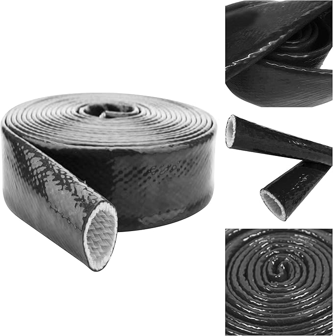 Heat Shield Fire Sleeve Silicone Coated Fiberglass 3/8" ID x 5FT for Automotive Hose Lines Wires& Electrical Wiring (Black)