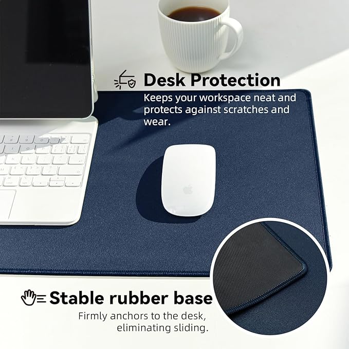 Reniteco Waterproof Large Gaming Mouse Pad with Durable Stitched Edges, Non-Slip Rubber Base, Smooth Surface Mouse Mat Desk Pad for Home Office Gaming, 27.5"x11.8"x0.08", Dark Blue