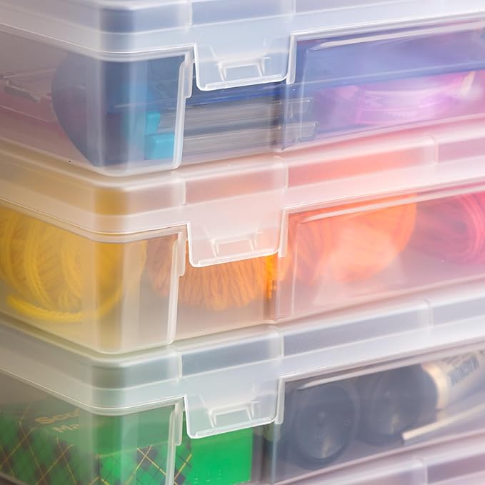 IRIS USA Clear Storage Cases, 10-Pack, |Made in USA|, Plastic Bead Organizing Containers with Snap Lid for Arts, Crafts, Ephemera, Stickers, & Dance Cheer, Clear - Large
