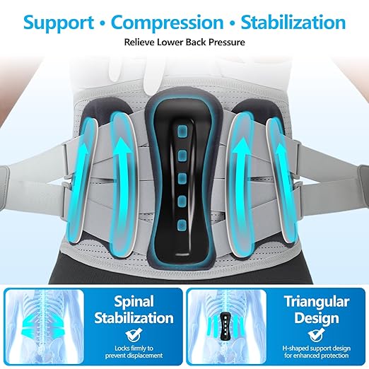 Lower Back Brace for Women & Men - Adjustable Lumbar Back Brace, Full Support Lumbar Brace, Ergonomic Design & Soft Breathable 3D Knit Material, for Sciatica Scoliosis Posture, Ideal for Work Lifting (XXL)