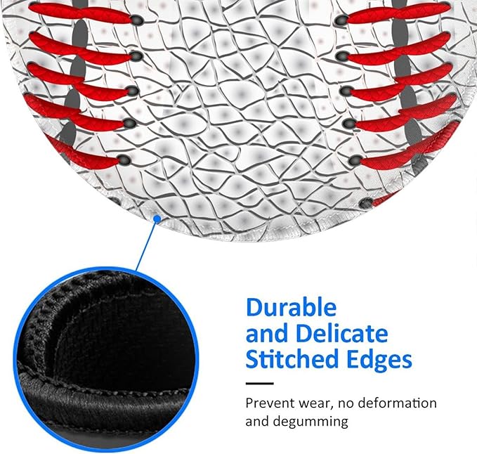 Baseball Round Mouse Pad Premium Textured Mouse Mat Washable Mousepads with Extended Stitched Edges Non Slip Rubber Base Small Mousepad 7.9 X 7.9 X 0.12 Inches