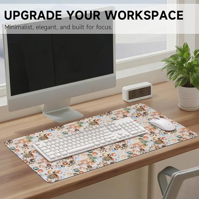 AUPET Leather Large Mouse Pad Desk Blotters – 35 x 17in Cute Desk Mat with PU Surface, Non-Slip Desk Pad Protector,Waterproof Desk Writing Pad for Office Home (Watercolor Leopard Style)