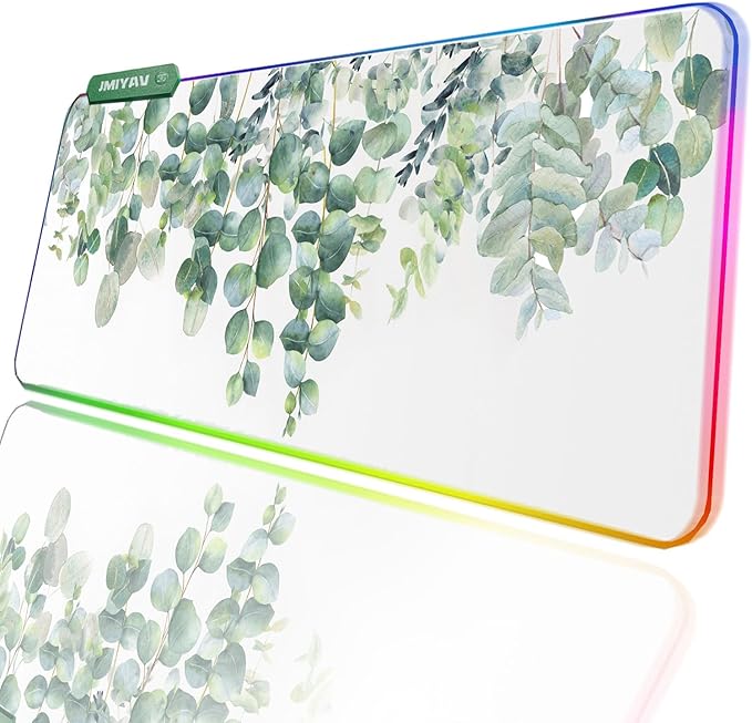 JMIYAV RGB Gaming Mouse Pad PC XL Large Extended Glowing Led Light Up Desk Pad Non-Slip Rubber Base Computer Mouse Pad Cute Mousepad Mat Spring Willow