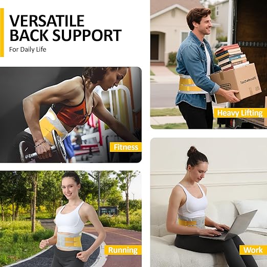 Lower Back Brace for Women and Men - Adjustable Lumbar Back Brace, Full Support Lumbar Brace, Ergonomic Design & Soft Breathable 3D Knit Material, for Sciatica Scoliosis Posture, Ideal for Work Lifting (L:30.5"-41.3")