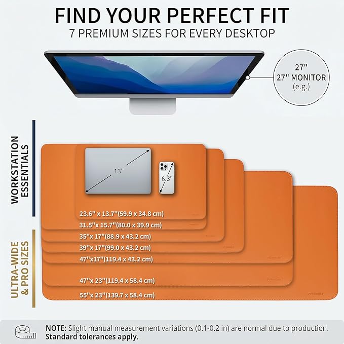 Large Desk Pad Non-Slip Desk Mat Protector for Keyboard Mouse Waterproof Vegan Leather Surface Faux Leather Laptop Mat Smooth Mouse Pad Premium Gift Tube Sunset Orange 31.5" x 15.7"