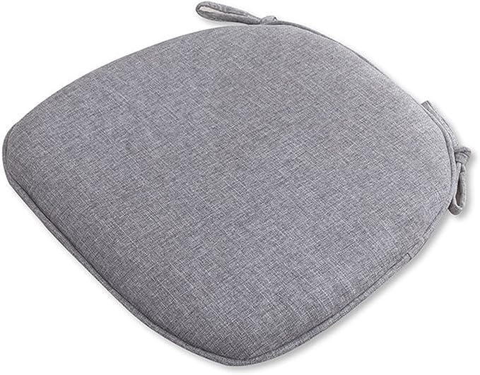 U Shaped Chair Cushion Cover with Ties for Dining Pad Set of Linen Thick Non Slip Seat Kitchen Living Room Office Decor Machine Washable 17inchx 16inch (Grey, 1), 17x16x1.2inch