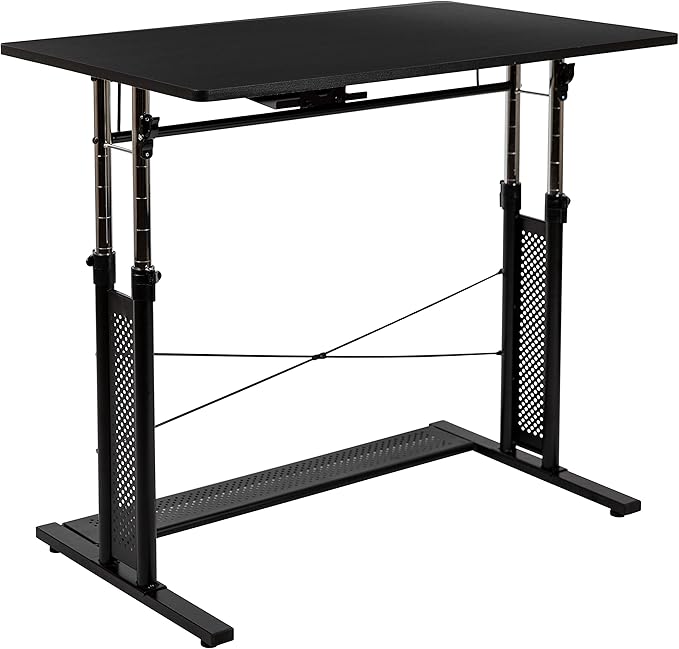 Flash Furniture Work From Home Kit - Adjustable Computer Desk, Ergonomic Mesh Office Chair and Locking Mobile Filing Cabinet with Inset Handles