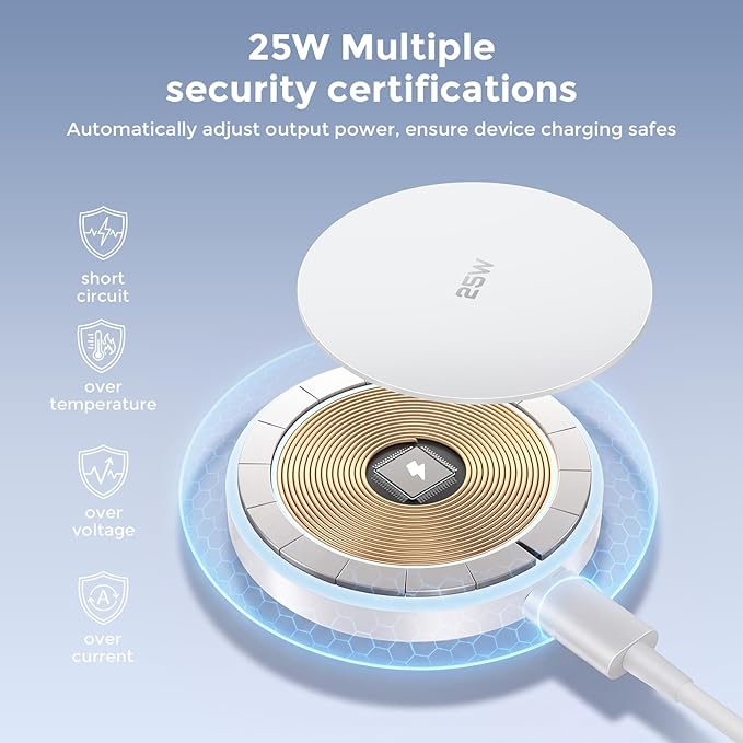 MagSafe Charger 25W Magnetic Wireless Charger Fast Charging Pad with 30W Adapter&4.2FT Type C Cable Compatible with iPhone 17/16/15/14/13/12 Series & AirPods 4/3/2/Pro