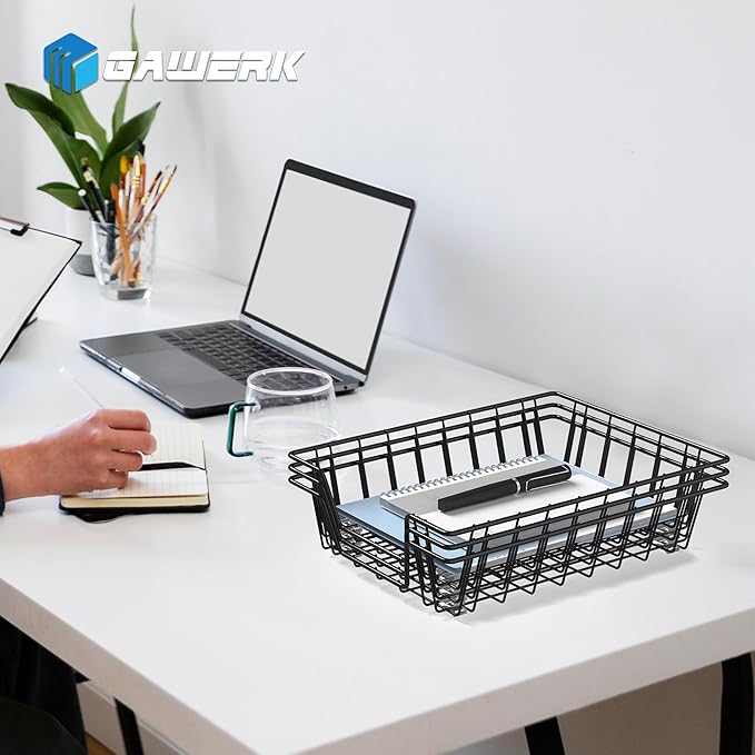 Gawerk Letter Desk Tray Organizer, A4 File Tray Magazine Files Storage Basket Organizer Bin (4)