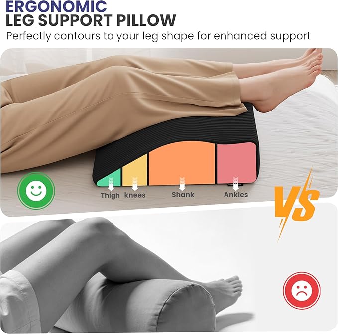 idee-home Recliner Leg Rest Cushion, Recliner Footrest Extender Pillow with Removable Corduroy Cover, Multi Purpose Ergonomic Foot Pillow Back & Lumbar Support Cushion for Bed Sofa Couch, Black