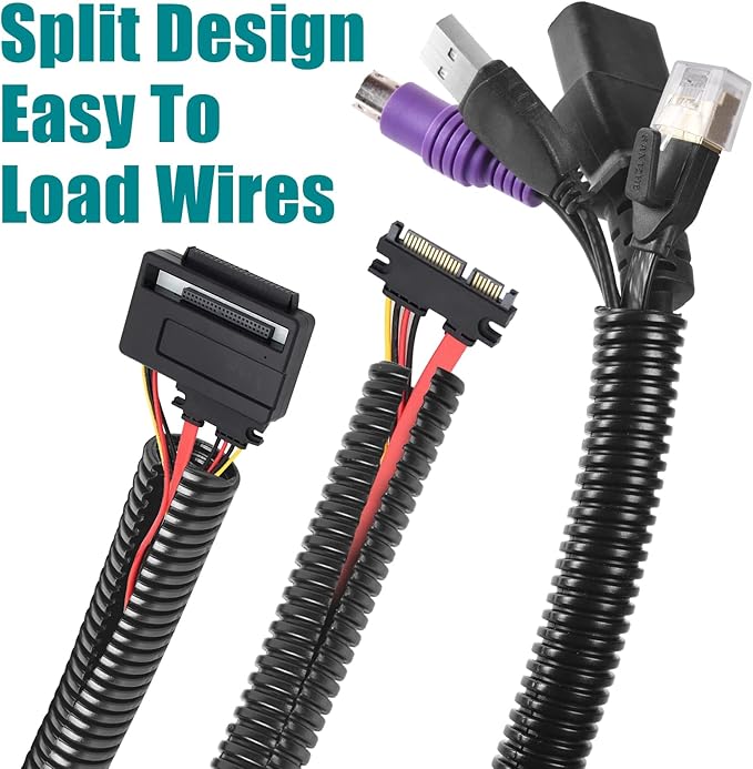 1 Inch Wire Loom Split Tubing - 10 ft Cord Protector Electric Wires Covers, Automotive Wire Flexible Conduit