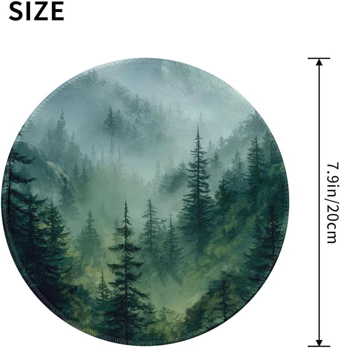 Green Mountain Round Mouse Pad Premium Textured Mouse Mat Washable Mousepads with Extended Stitched Edges Non Slip Rubber Base Small Mousepad 7.9 X 7.9 X 0.12 Inches