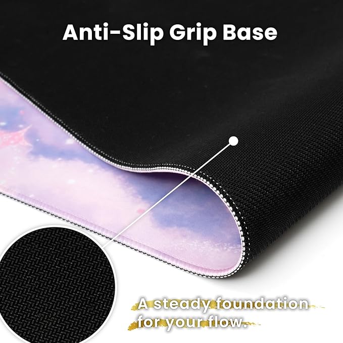 BELLEMOND Japanese Art Desk Mat | Large 31.5x11.8in Anime Mouse Pad for Keyboard & Mouse | Non-Slip Base, Water-Repellent | Original Japanese Design | Moonlit Pastel Cosmos