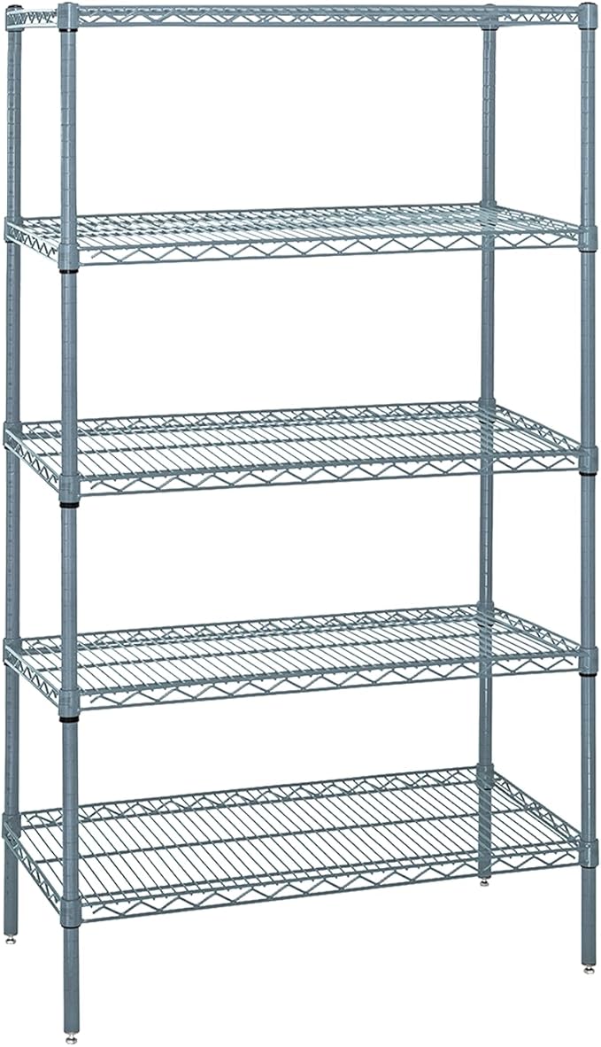 Quantum Storage Systems WR74-3648GY-5 Wire Shelving 5 Shelf Starter Units, 36" x 48" x 74", Gray Epoxy