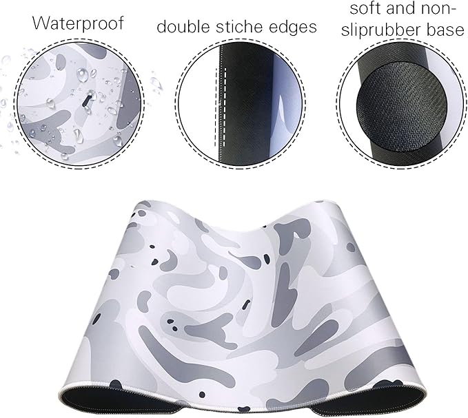 Fluid Pattern XXL Mouse Pad,Super Thick Waterproof Fluid Pattern Large Gaming Mousepad with Stitched Edge,Mouse Computer Desk Accessories,Non-Slip Base Mouse Keyboard Mat 800X400X4mm